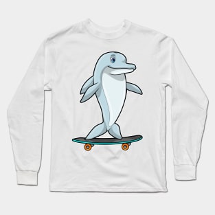 Dolphin as Skater with Skateboard Long Sleeve T-Shirt